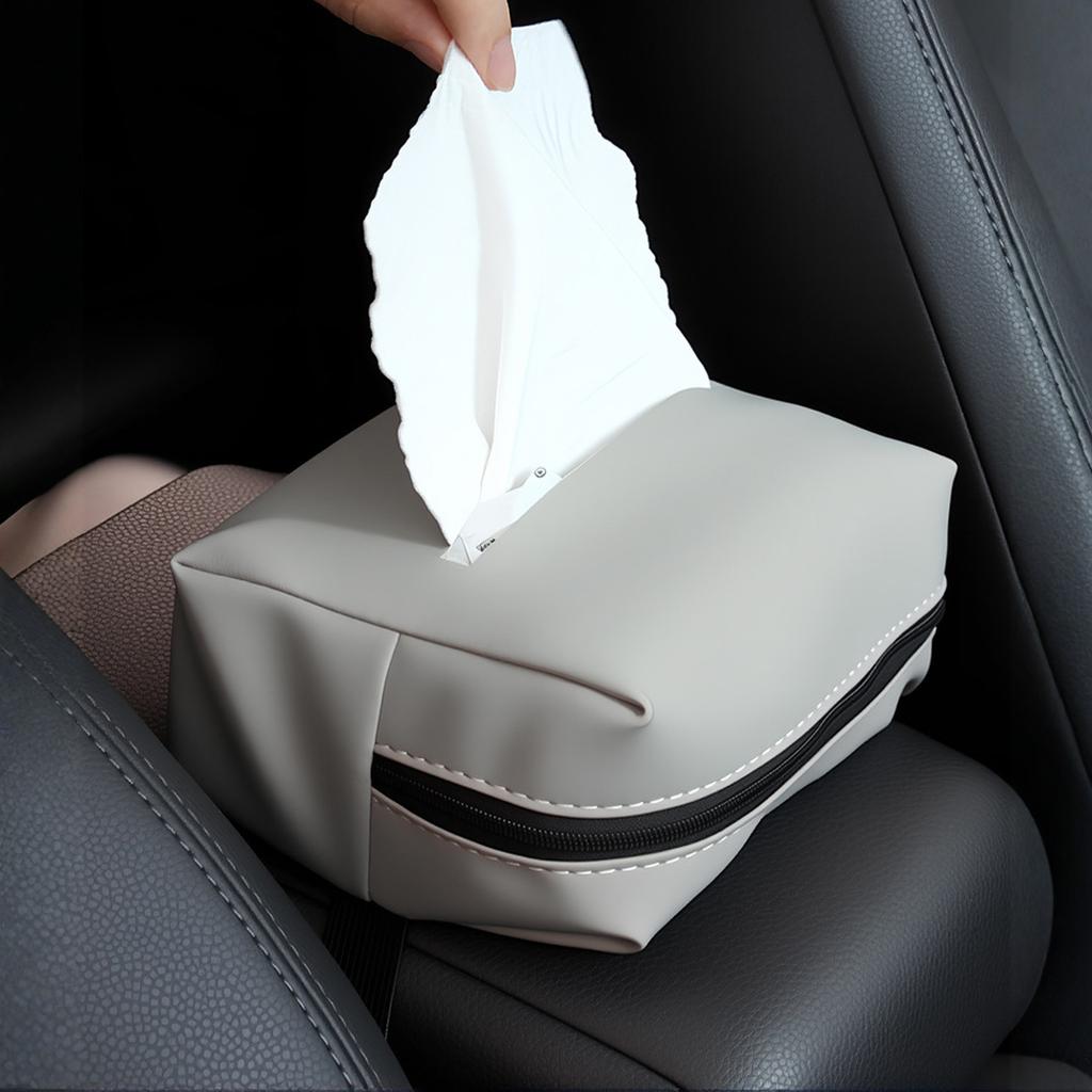 JEYODA Car Tissue Holder for 120 Standard Tissue Vehicle Seat Extra Large Suede Tissue Box Cover Napkin Box (Gray)