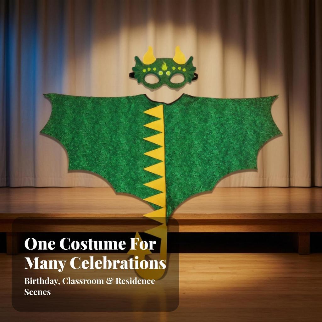 Dinosaur Cape Shiny Costume with Mask Sparkling for Halloween, Kids