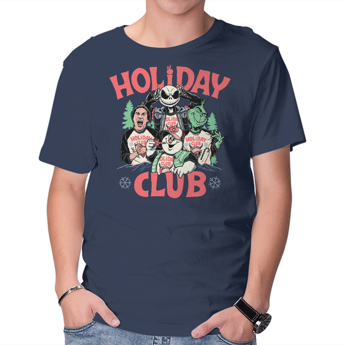 Unisex Crew Neck T-Shirt Holiday Club Graphic Short Sleeve Casual Tee XS