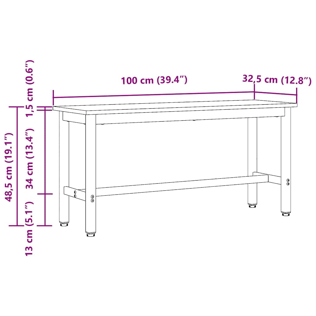 Dining Bench Reclaimed Wood Look 100 X 32.5 X 48.5 Cm