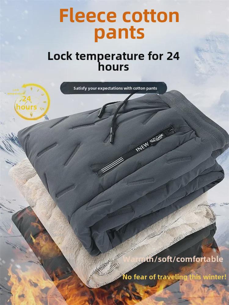 Herren Lammfellhose mit Samtfutter - Warm, Locker geschnitten, Gerade, Lässig mit Kordelzug, Winter/Herbst.