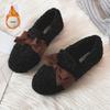 Fashion Korean Style Shallow Mouth Female Shoes 2025 Winter Fur Comfortable Loafers Casual Soft Warm Flat Shoes Bow Slip On Women Shoes