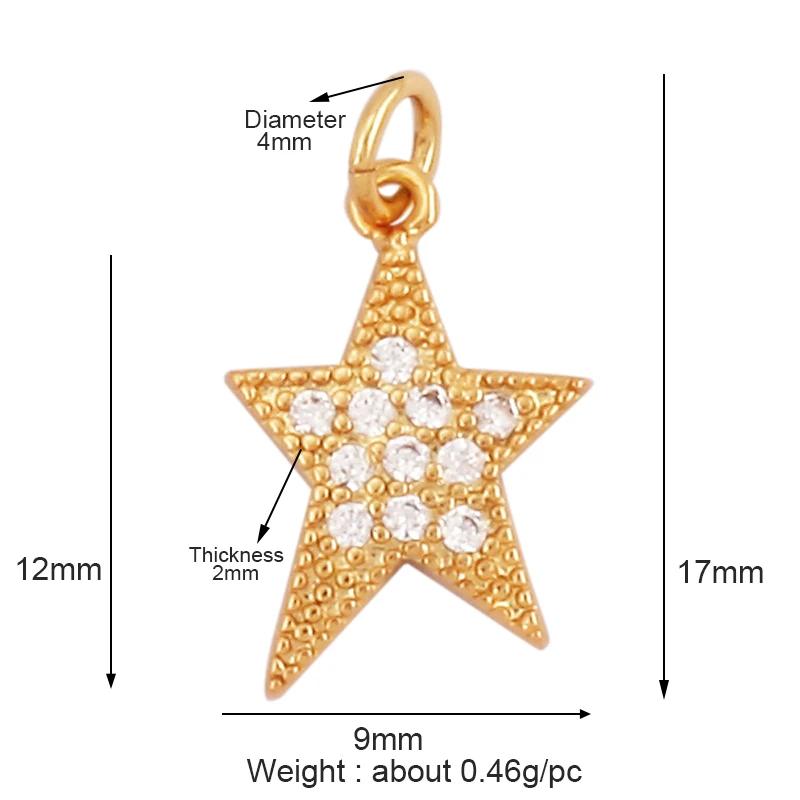 New Trendy Shining Space Sun Moon Star Charm Pendant, Gold Inlaid Cubic Zirconia Jewelry Necklace Bracelet Making Supply L44