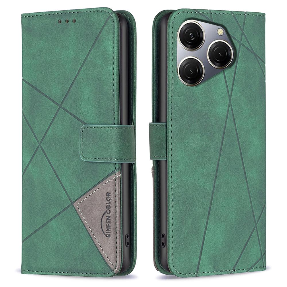 For TECNO Spark 20 Pro Phone Cases Wallet Stand Geometry Imprint Leather Cover
