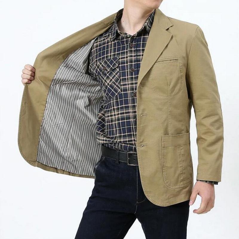 Frühlings- und Herbst Herren Blaze Anzugjacke Lässige Blazer Baumwolle Lockere Jacken Übergroße Herren Oberbekleidung