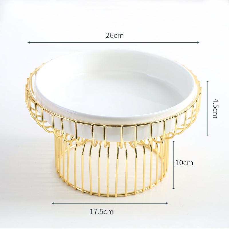 Northern European Iron Art Ceramic Fruit Bowl Green Living Room Household Coffee Table Candy Salad Plate Snack Basket Decoration