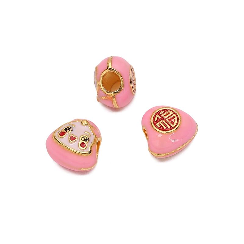 

Металлические подвески Loong Boat Festival Zongzi Улыбающееся лицо Подвеска для изготовления ювелирных изделий DIY Браслет Ожерелье 11x11mm розовый