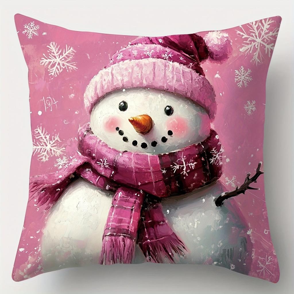 Merry Christmas decoration pillow cover red pink Snowman fawn pattern living room sofa cushion cover room home decoration