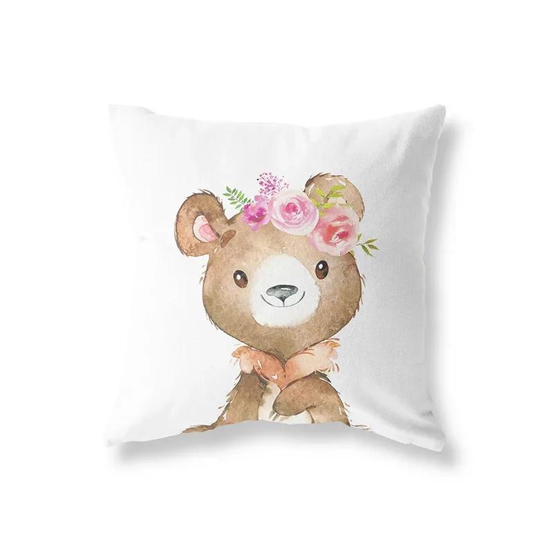Cute Rabbit Giraffe Animals Children Room Decor Polyester  Cushion Cover Sofa Pillow  Home Decoration Throw Pillowcase