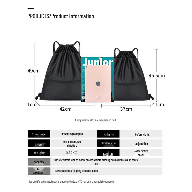 Sports Drawstring Backpack: Large Capacity for Basketball & Football, Unisex, Lightweight & Simple Design