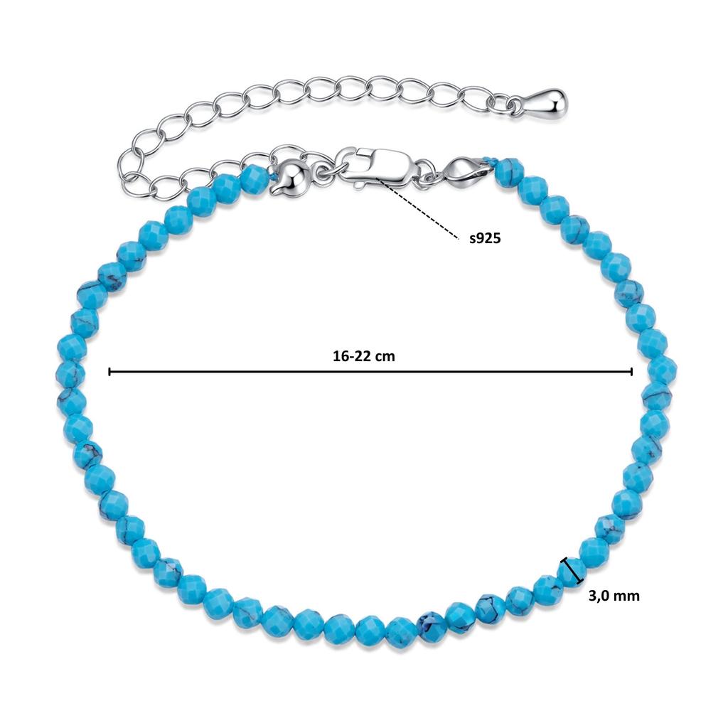 Silver Bracelet with Blue Crystals, Silver 925