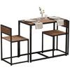 3-piece bar table set high table set 3-piece, 2 chairs, 1 table, 90 cm x 47 cm x 76 cm, brown + black