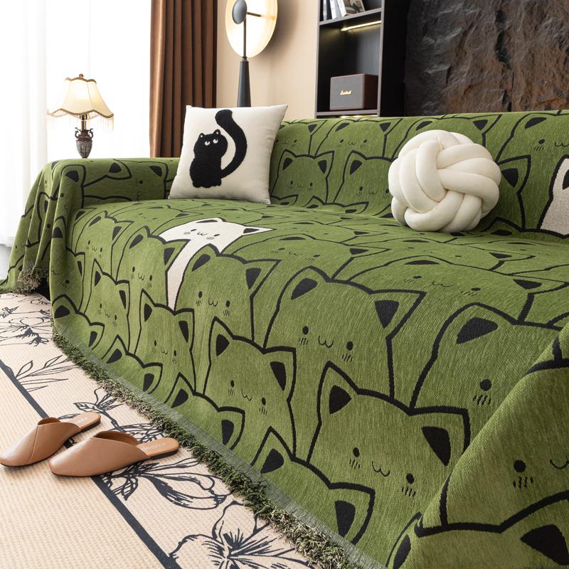 Chenille Cat-Proof Flowers Cats Sofa Cover Full Coverage Non-Slip Couch All-Season Universal Couch Camping Blanket Dust Guard