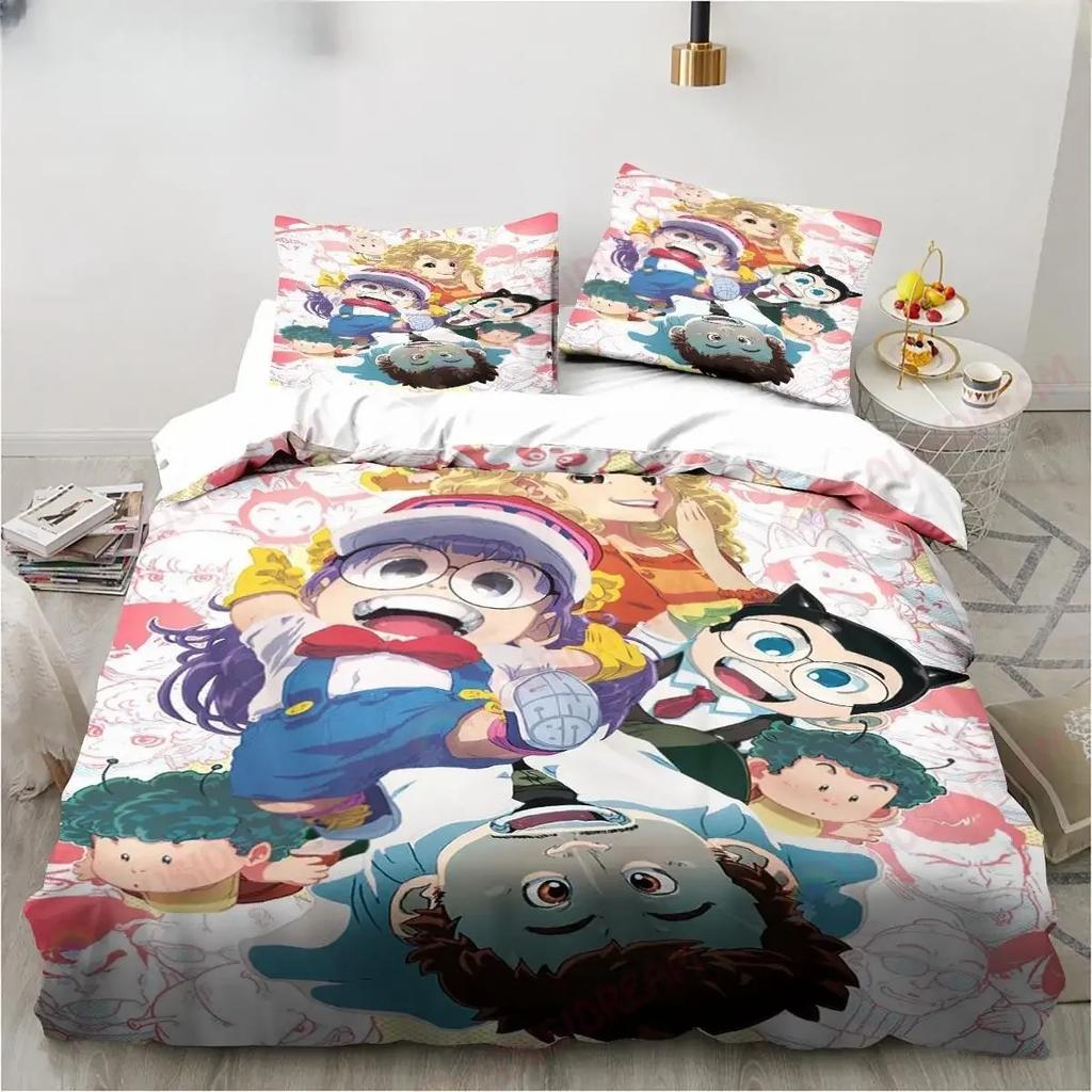 New Cute Cartoon DR S-Slump Arale Anime Bedding Set King Twin Double Microfiber Duvet Cover