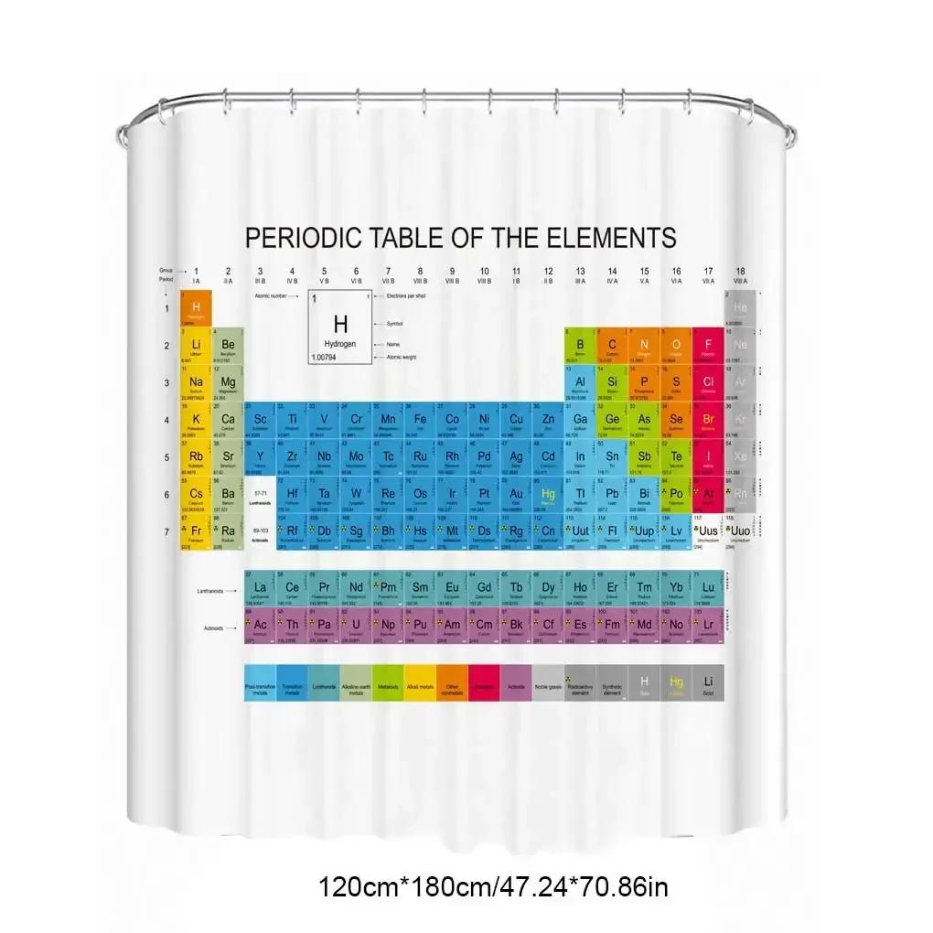 Periodic Table Of Elements Shower Curtain Bathroom Washroom Drape