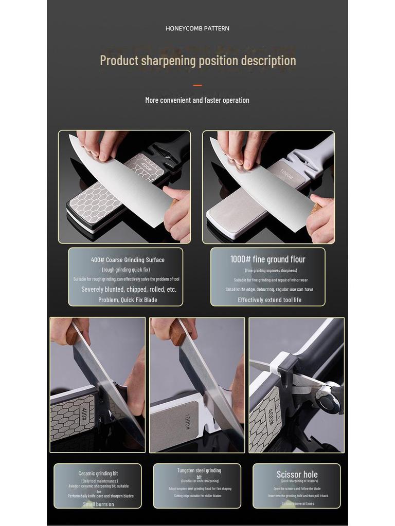 Double-Sided Diamond Grinding Stone - Multi-Functional Kitchen Tool for Thick and Thin Grinding