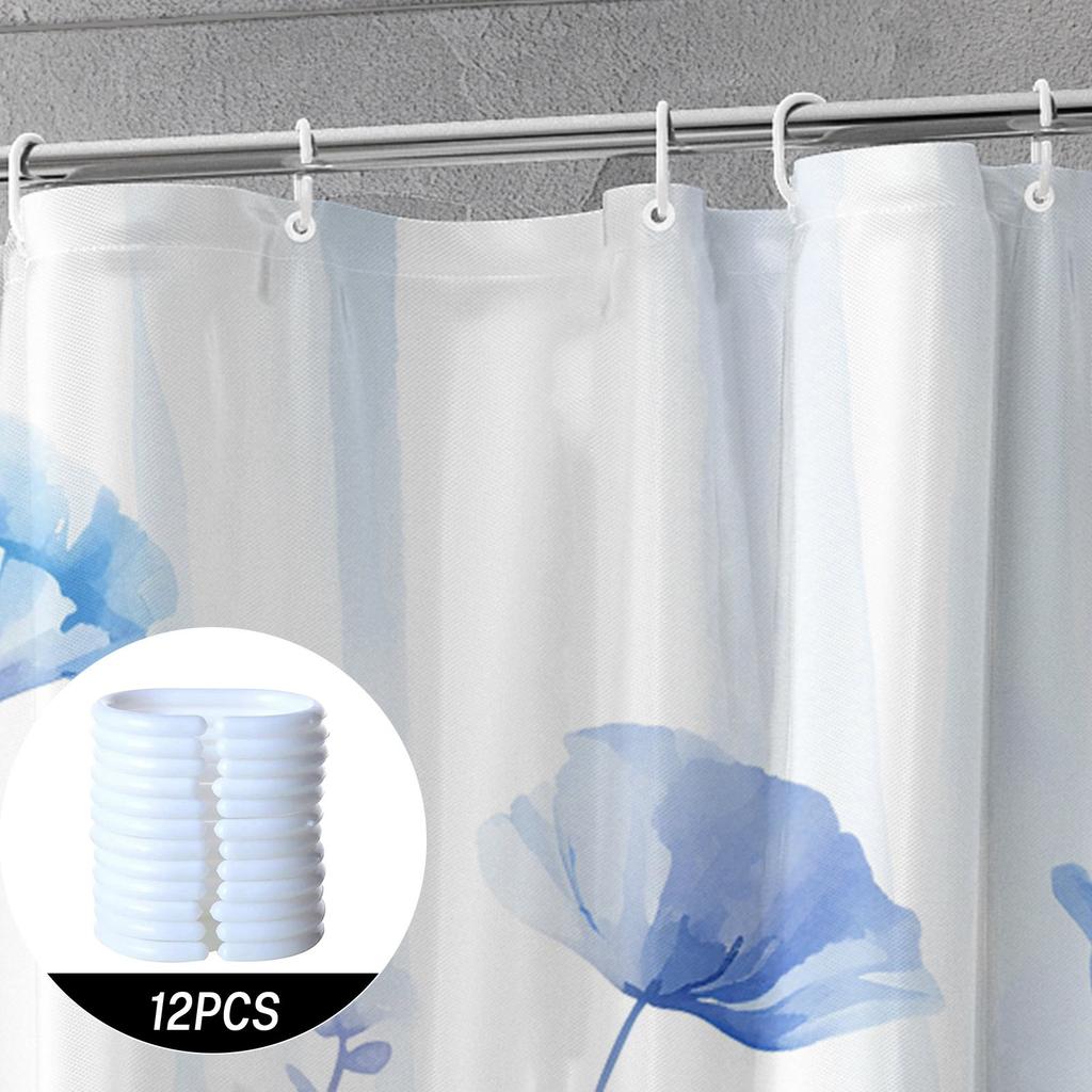 Enhance Your Bathroom with a Waterproof Shower Curtain Featuring Delicate Blue Flowers for a Fresh and Elegant Look
