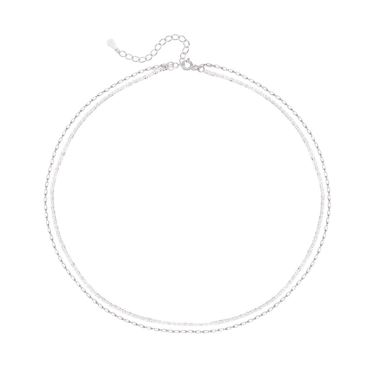 

Двухслойное ожерелье из серебра 925 пробы с мелкими рисовыми зернами, женственное, универсальное, цыганская звезда, сверкающая, простая серебряная цепочка на шею 925 silver