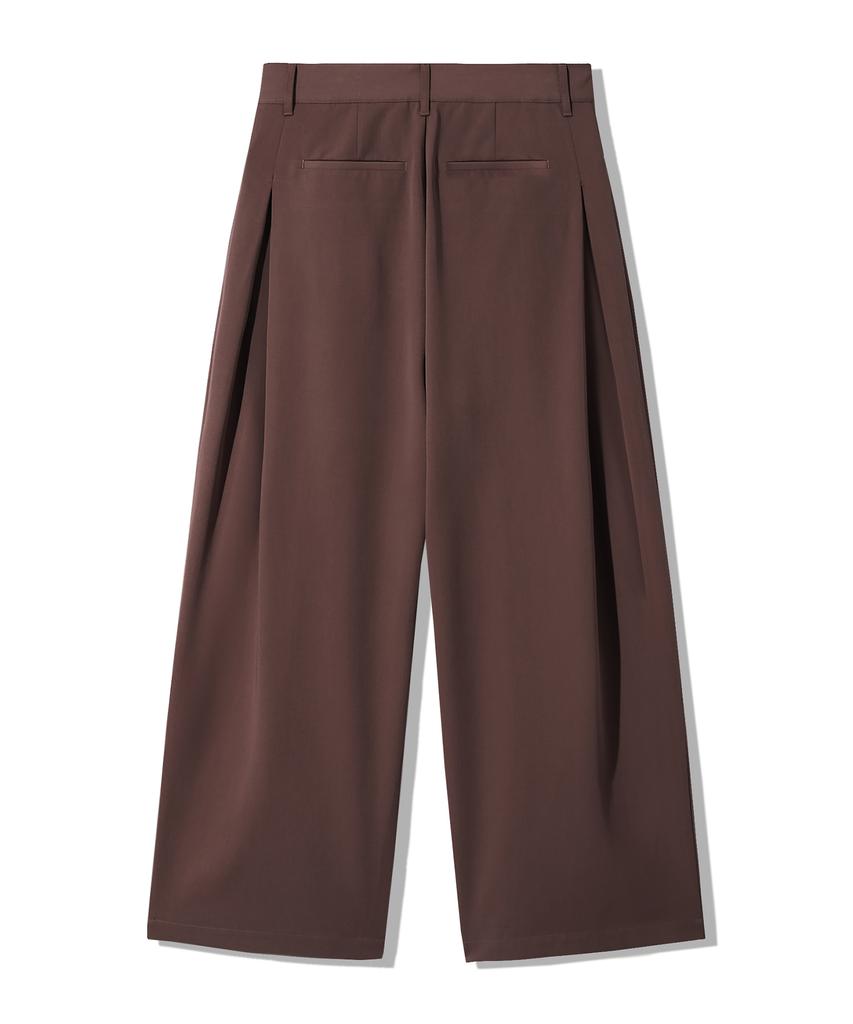 TRILLION Double Inverted Tuck Wide Pants [Brown]