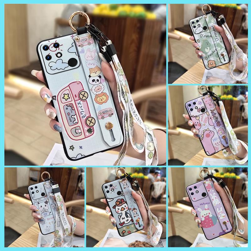 Cute Lanyard Phone Case For OPPO Realme Narzo 50A Shockproof Anti-dust Phone Holder Protective Dirt-resistant Back Cover