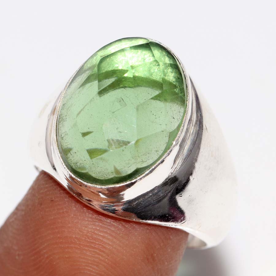 Man'S Tsavorite Fine Finish 925 Silver Plated Ring US 8 Limited Stock Deal U5Y39