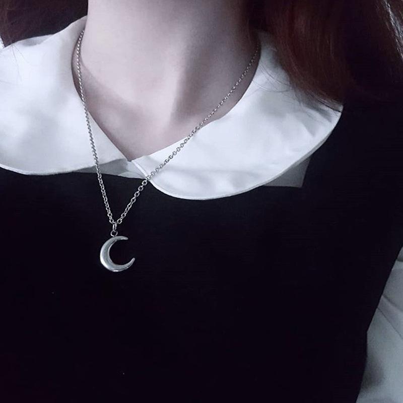 Fashion Gold Silver Color Star Moon Pendant Necklace For Women Simple Metal Long Tassel Cross Chain Necklace Jewelry
