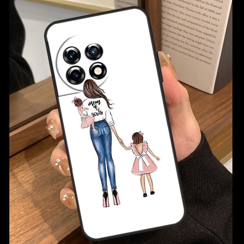 Black Brown Hair Baby Mom Girl Son Case For OnePlus 15 13 12 11 10 15R 13R 12R 10T 13T OnePlus Nord 5 CE 4 3 Lite N20 N30 Cover