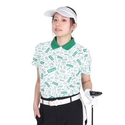 Short Sleeve Polo Shirt Golf X Green M [Pin Apparel] Women's (All-over Print) / / 622-5160208 031_White
