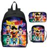 Dragon Ball Aufdruck Rucksack Set 3-teilig, Cartoon Schultasche für Kinder, Leichte Ergonomische Große Kapazität Kinder Buchertasche