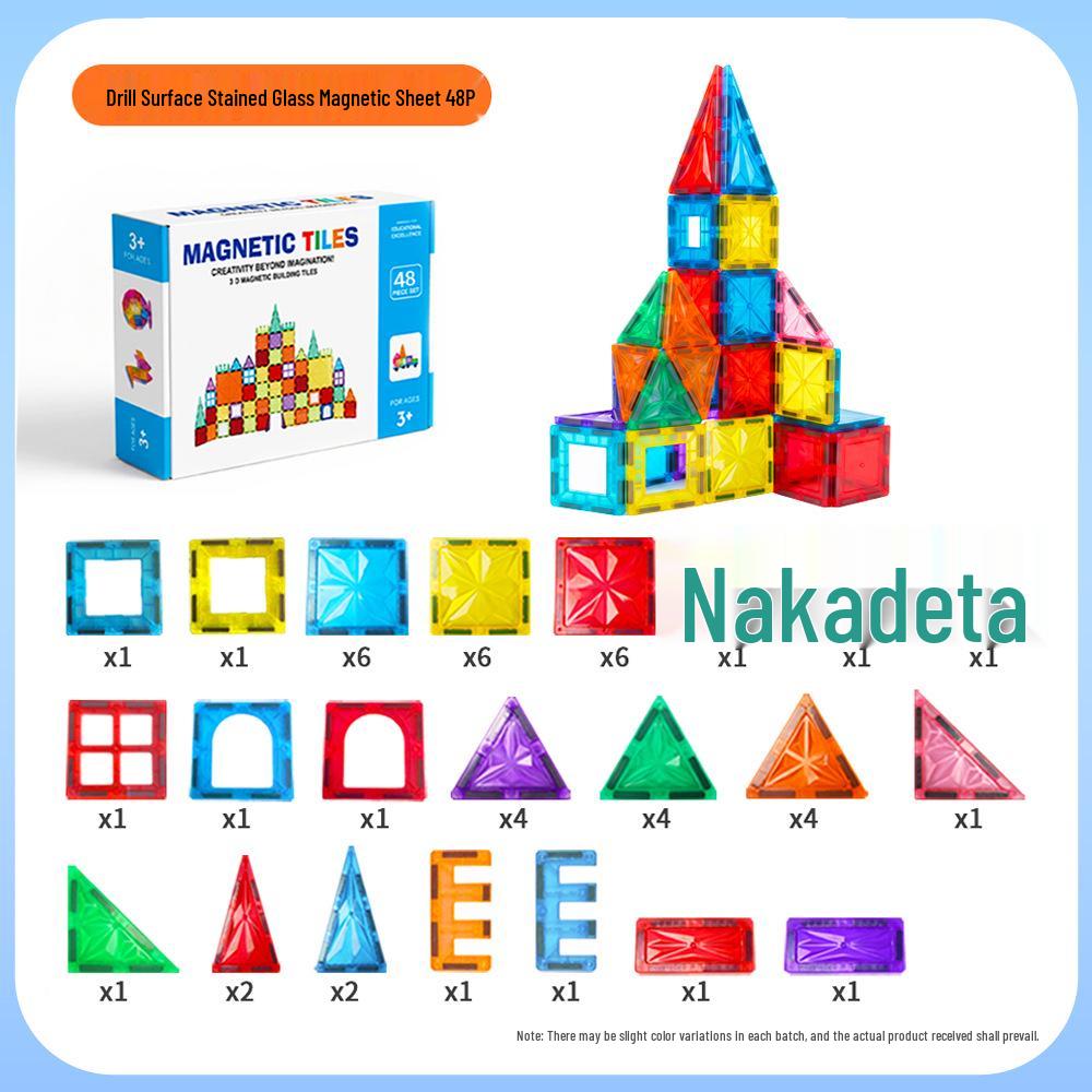 2025 Magnetic Building Blocks: Strong Magnet City Light & Shadow Architecture Stained Glass Tiles