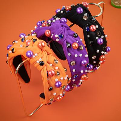 Women Crystal Headbands for Girls Halloween Pearl Headband Holiday Party Hairbands Children Kids Hair Accessories Headwear