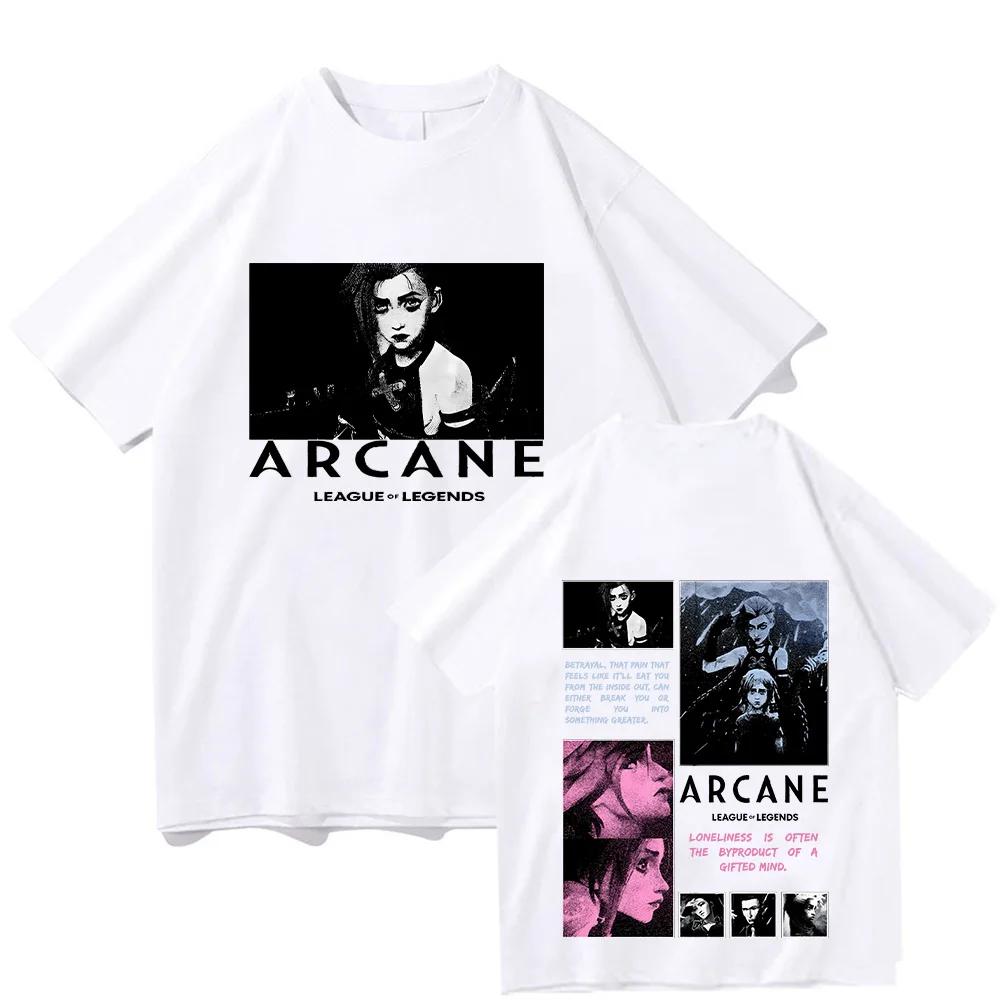 

Футболка Arcane Jinx Горячая игра Харадзюку Аниме Arcane Оверсайз Унисекс Модные футболки Повседневный Y2K Хлопковый топ Винтажные эстетичные футболки XL