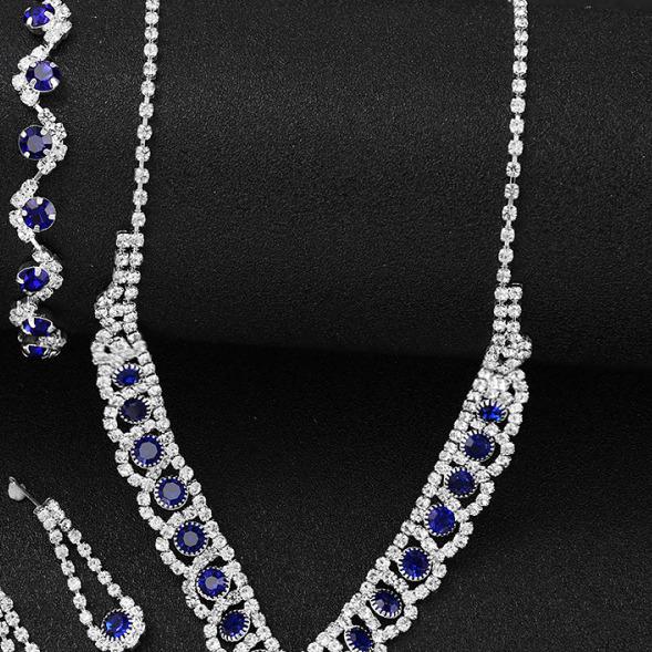 Starry Sky Rhinestone Dial Ladies' Watch & Sapphire Jewelry Set