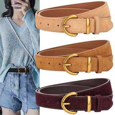 Casual Suede Leather Belt Luxury Design Trouser Dress Belts Fashion Pin Buckle Waistband
