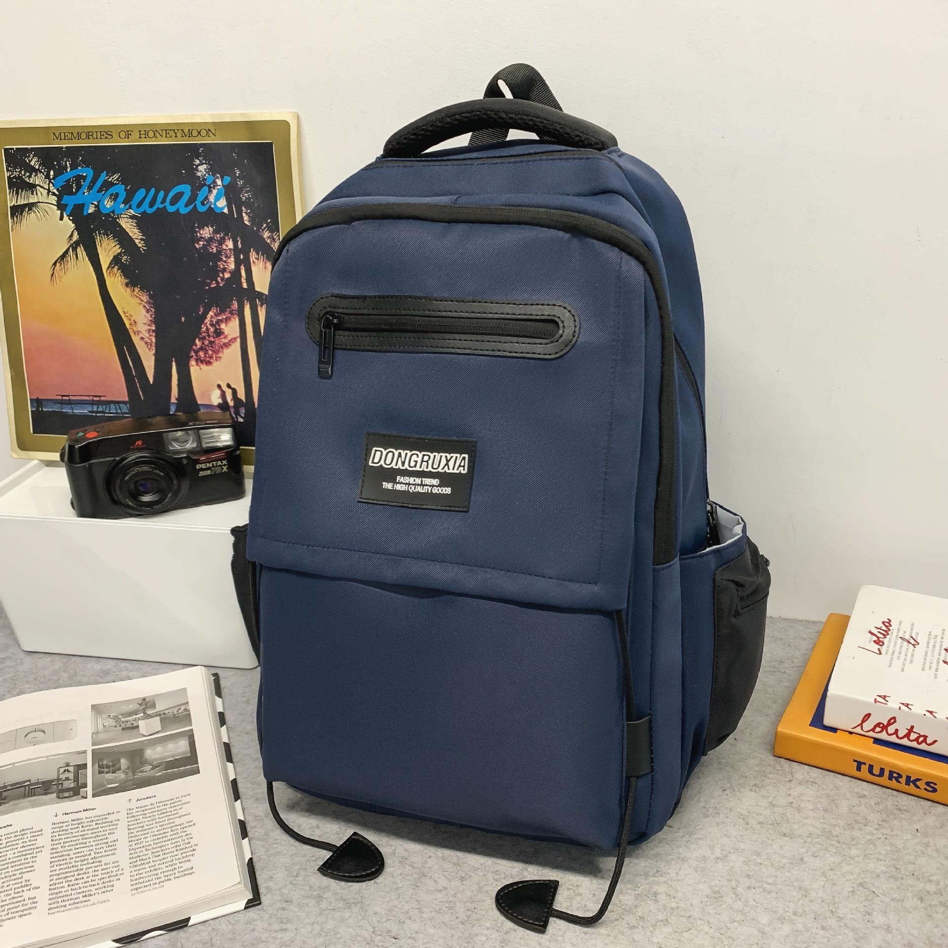 

Школьный рюкзак высокая ценность спина ученики средней школы повседневный простой легкий универсальный большая вместимость синий