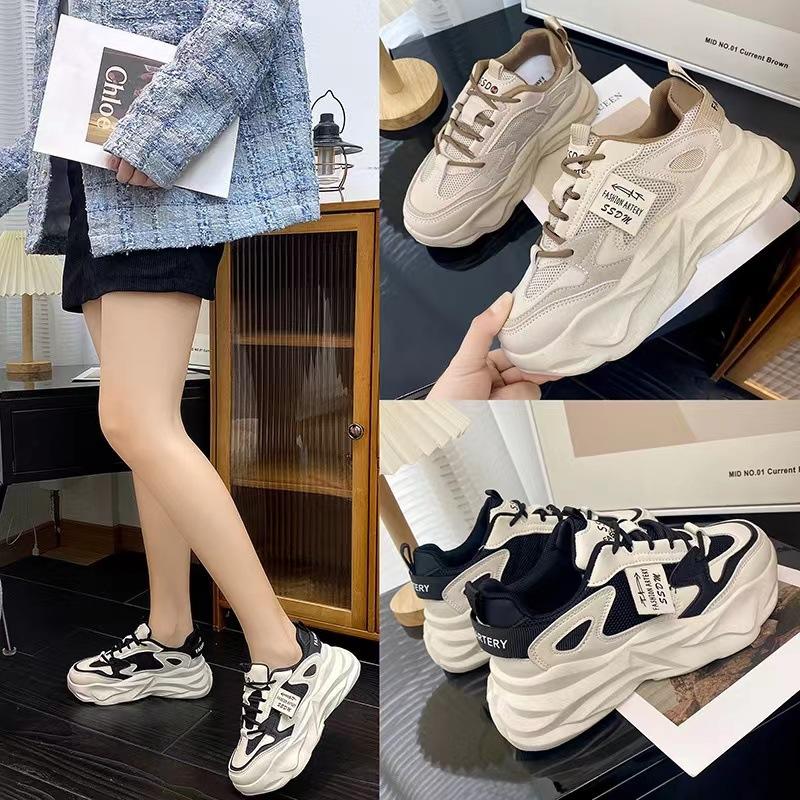 Color Matching Retro Dad Shoes Women's Versatile Platform Leisure Sports Show Feet Small Student Shoes Spot