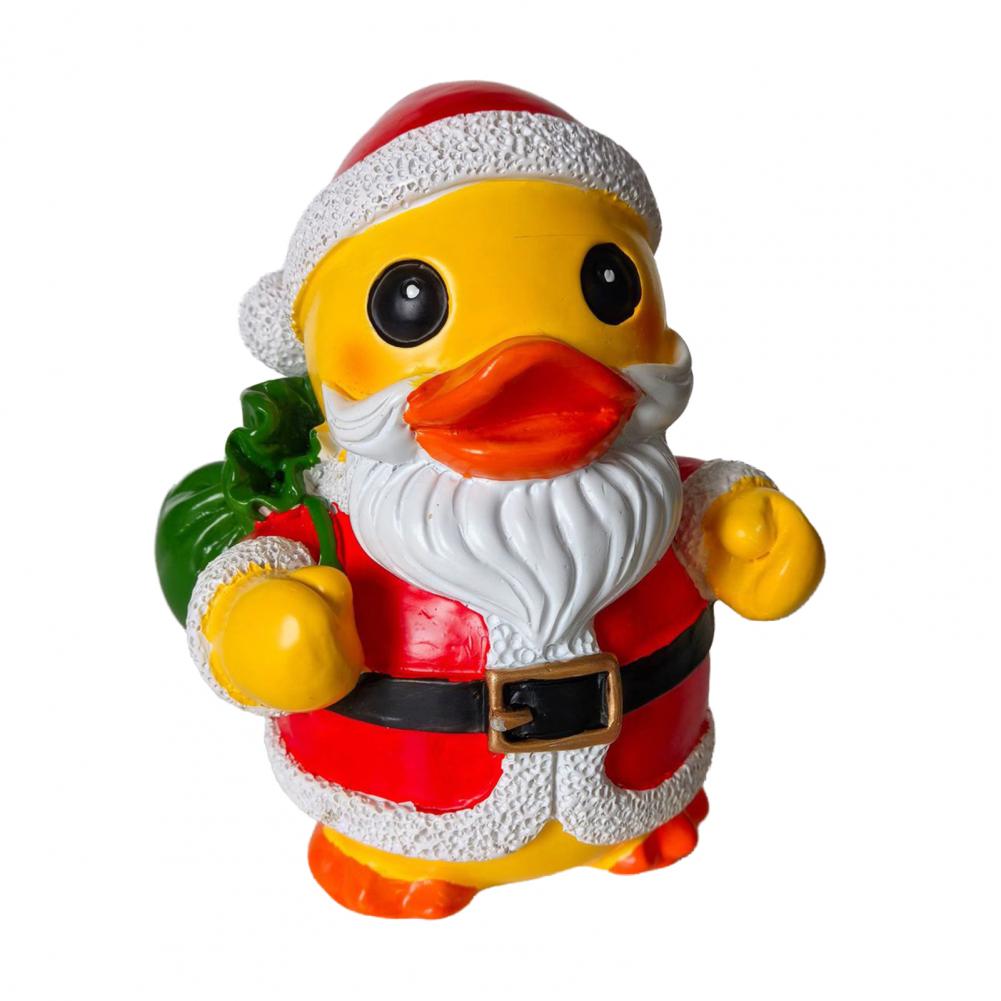 Christmas Duck Ornament Resin Duck Figure Christmas Santa Claus Duck Figurine Resin Sculpture Cartoon Holiday Desktop Decoration