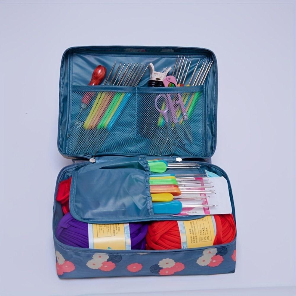1Pc Multi-color Optional Flower Print Storage Bag Crochet Complete Set of Knitting Tools Accessories Storage Bag Cosmetics Bag