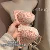 Sexy Lace Strap Beautiful Back Underwear Women's Suit Front Buckle Leopard Print Small Chest Shows Gathering Not Empty Cup Bra Cover