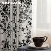 1PC NAPEARL Middle Ancient Style French Printed Curtains Black and White Floral Branch Printed Curtains for Bedroom Living Room Home Decor