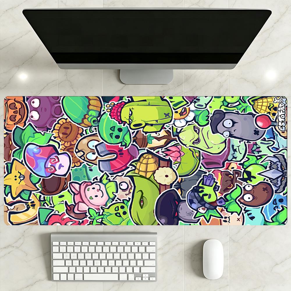 Plants Vs. Zombies Large Mouse Pad Desk Mouse Pad Study Desk Mat Non-Slip Rubber Base Office Desk Accessory