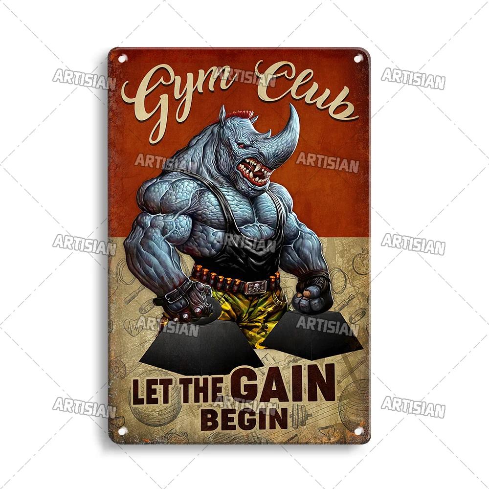 ARTISIAN Weathered Gym Club Metal Tin Sign Vintage Decorative Plate Rusty Sport Metal Poster Man Cave Club Studio Wall Decor