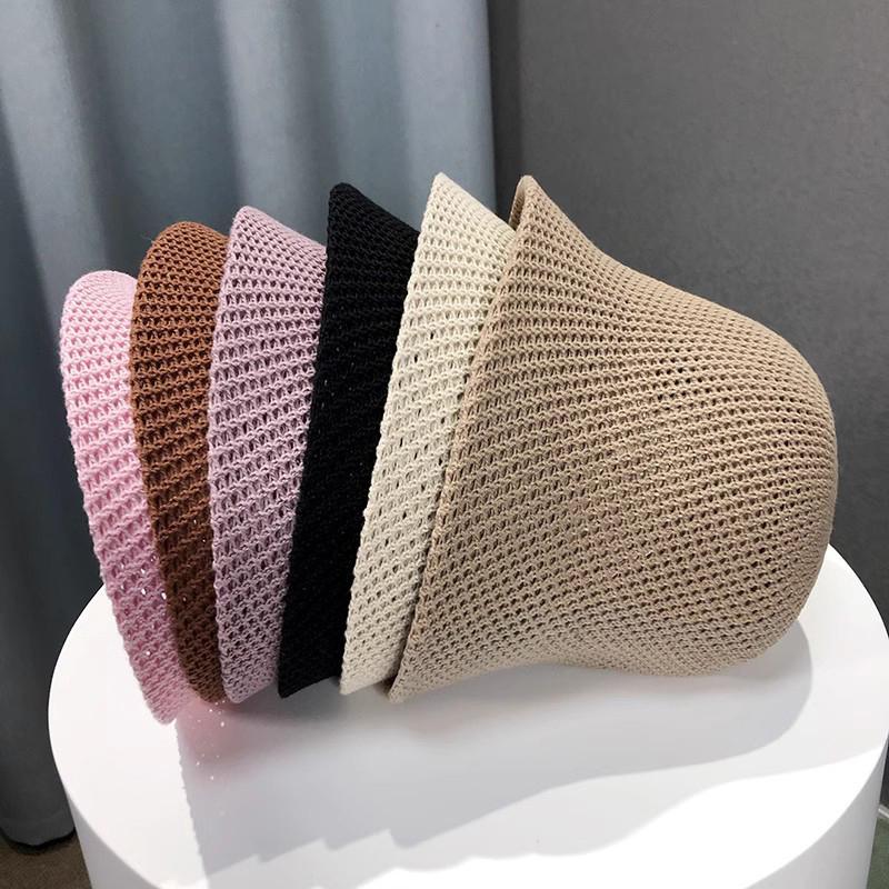 Women Bucket Hat Summer Hollow Out Thin Breathable Sun Hat Female Beach Panama Cap Fold Outdoor Japanese Lesure Fishierman Cap