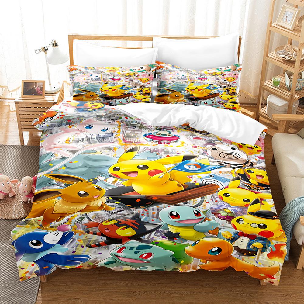 High Definition Animation Digital Baby 3D Digital Printing Three-Piece Quilt Cover Home Textile Bed Sheet Kit