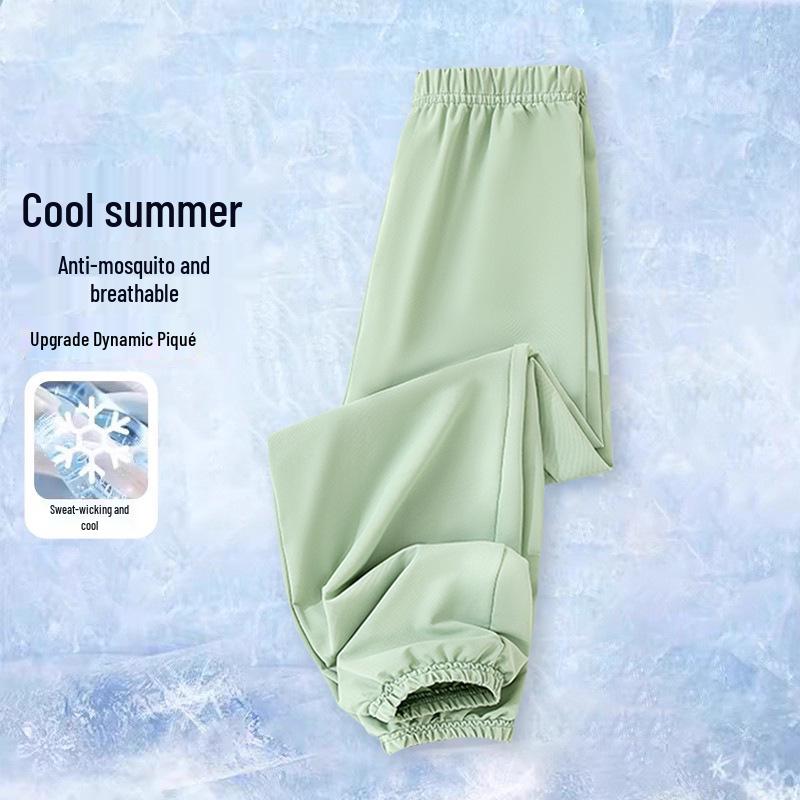 

2025 Kids Ice Silk Seamless Quick-Dry Mosquito-Proof Summer Sports Pants for Girls 140 cm