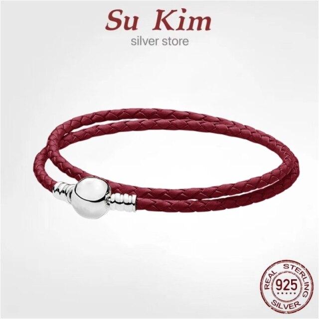 Die neuen 0sale echtes Leder Ball & Barrel Verschluss Charme Armbänder Armreif Fit Europa Perlen Schlange feine Armbänder Jewely