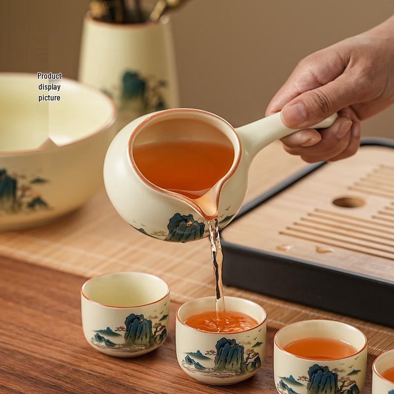 Splendid Mountains & Rivers Ru Kiln Automatic Ceramic Tea Set