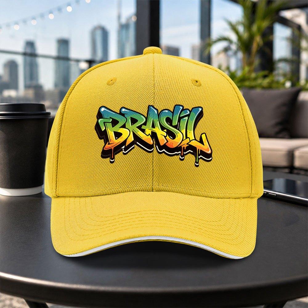 1pc New Brazilian Graffiti Adjustable Sandwich Baseball Cap Lightweight Printed Womens Hat Trendy Mens Cap For Sports Enthus
