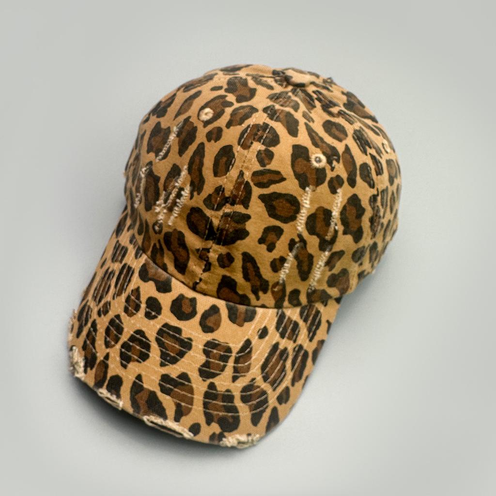 Classic Retro Leopard Print Ripped Wind Baseball Cap Men'S And Women'S Sunshade Personality Retro Hottie Cap