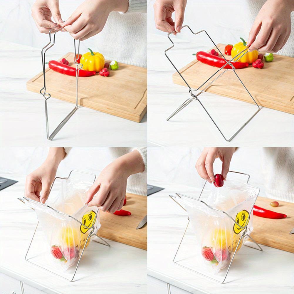 Søppelsekkhylle i rustfritt stål, sammenleggbar benkeplate, stativ til avfallssekk, kjøkken, søppelsorteringsorganisator, oppbevaringsstativ